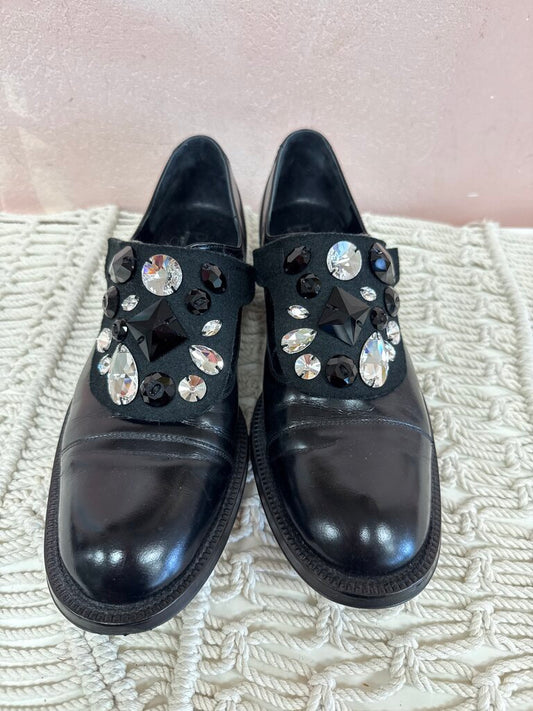 Pedro Garcia Black Leather Loafer with Removable Rhinestones