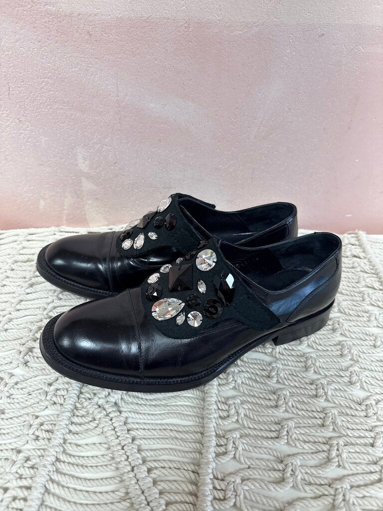 Pedro Garcia Black Leather Loafer with Removable Rhinestones