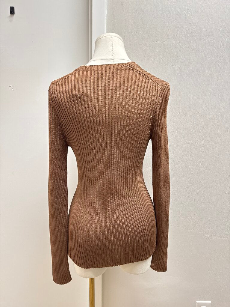 Vince Mocha Ribbed Cardigan