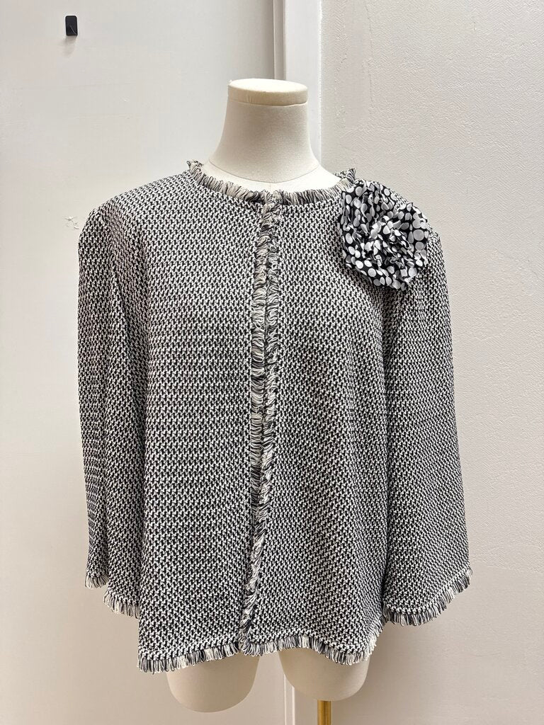 St John Black and White Knit Cropped Jacket NWT