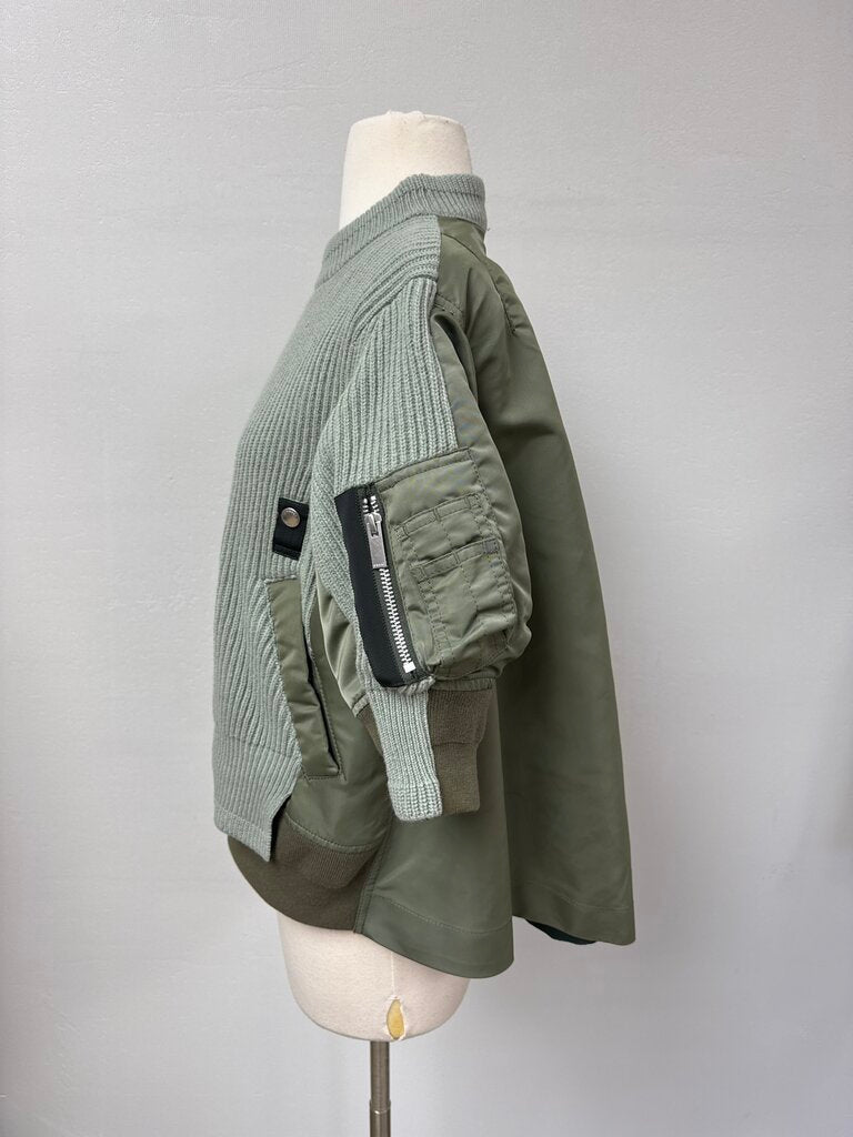 sacai Olive Ribbed Top NWT