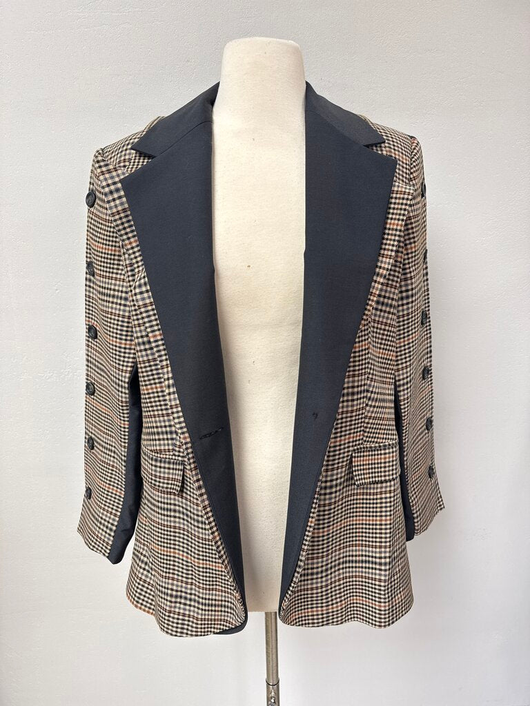 Depeche Made x Tamra Farra Brown Check Plaid Blazer