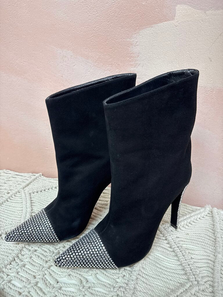 Alexandre Vauthier Black Suede Crystal Boots