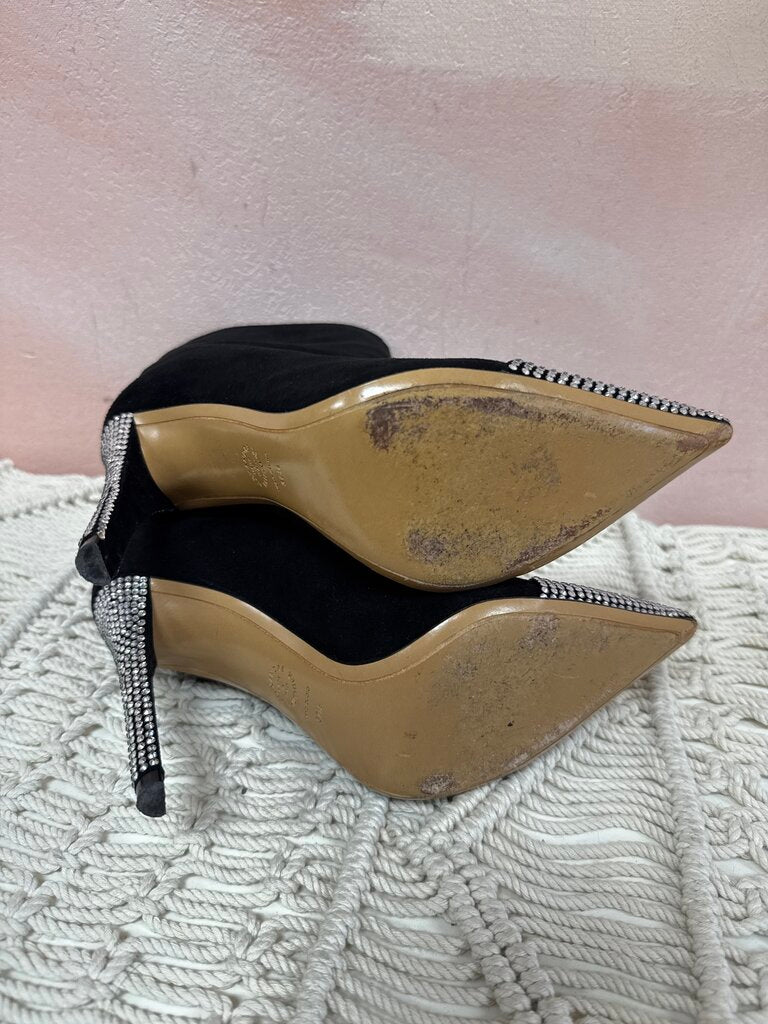 Alexandre Vauthier Black Suede Crystal Boots