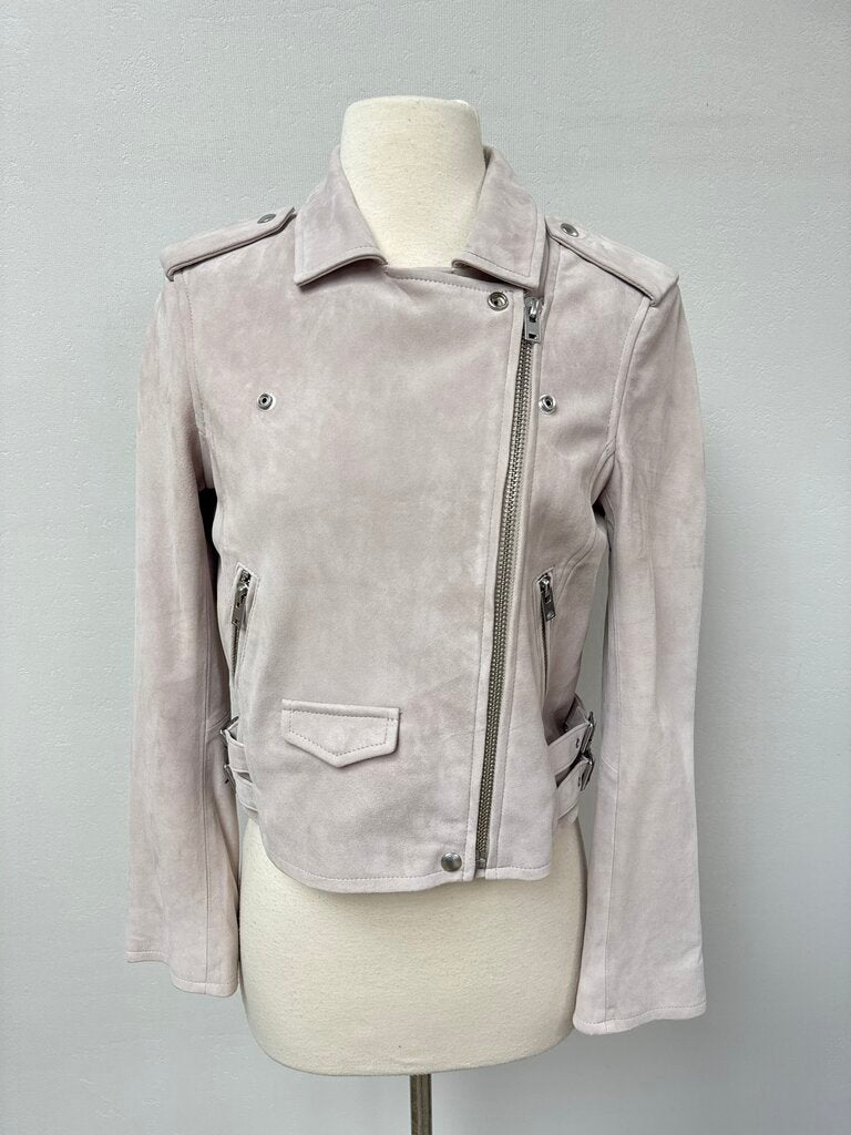 IRO Beige Lamb Leather Moto Jacket