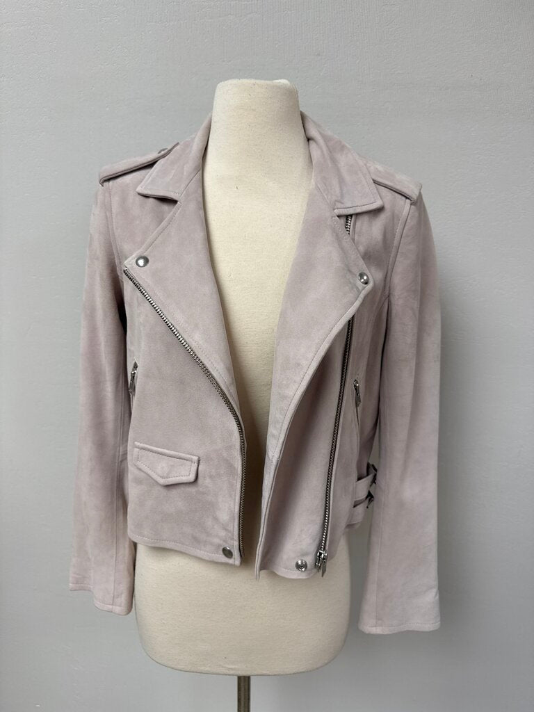IRO Beige Lamb Leather Moto Jacket