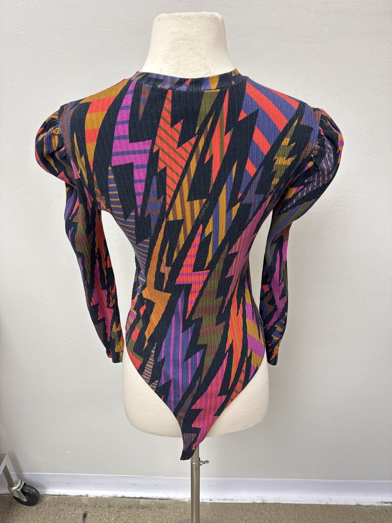 Farm Rio Black Bolt Ribbed Bodysuit