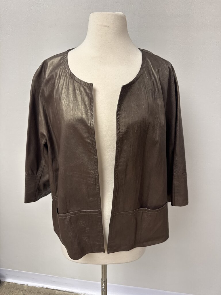 Lafayette 148 Brown Leather Cropped Jacket