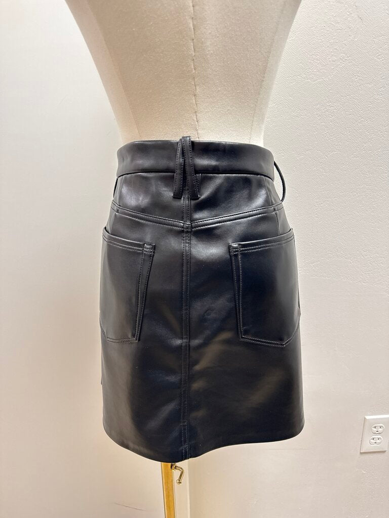 Good American Black Faux Leather Mini Skirt