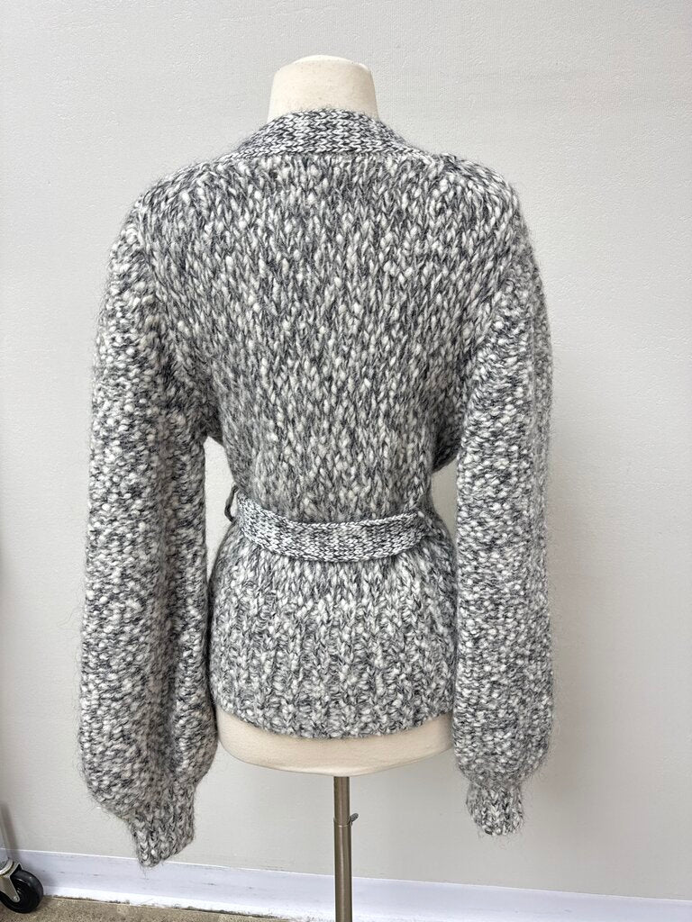 Ganni Black and White Marled Cardigan