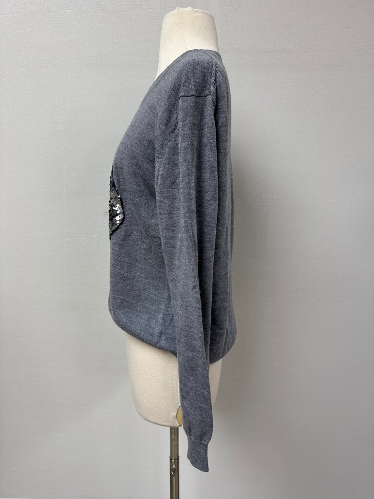 Markus Lupfer Grey Sequin Lips Sweater