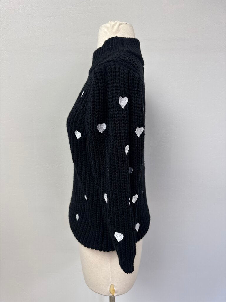 Anthropologie Black Heart Sweater