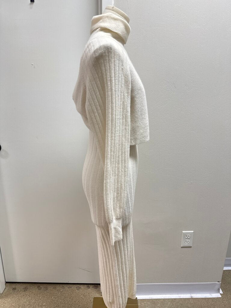 AllSaints Ivory Ribbed Dress and Sweater Set