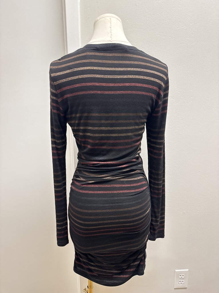 Veronica Beard Black Striped Metallic Dress