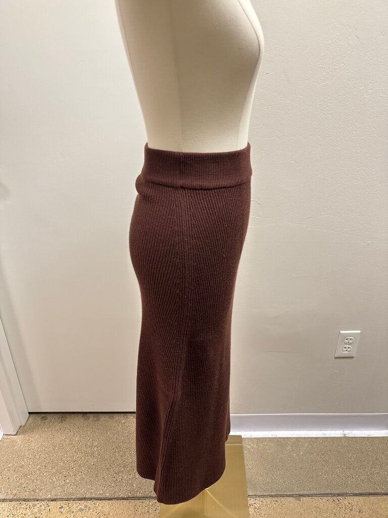 La Maille Sezan Brown Ribbed Skirt