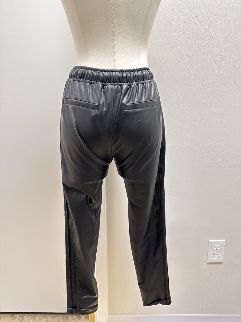David Lerner Black Faux Leather Jogger