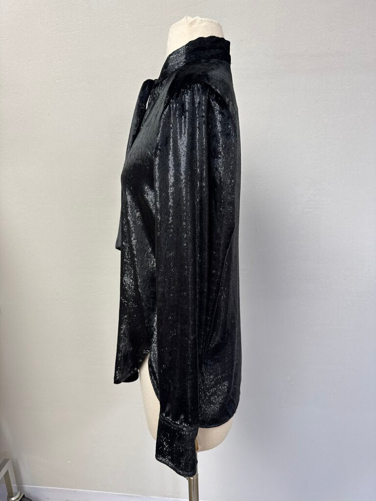 Frame Black Tie Front Blouse