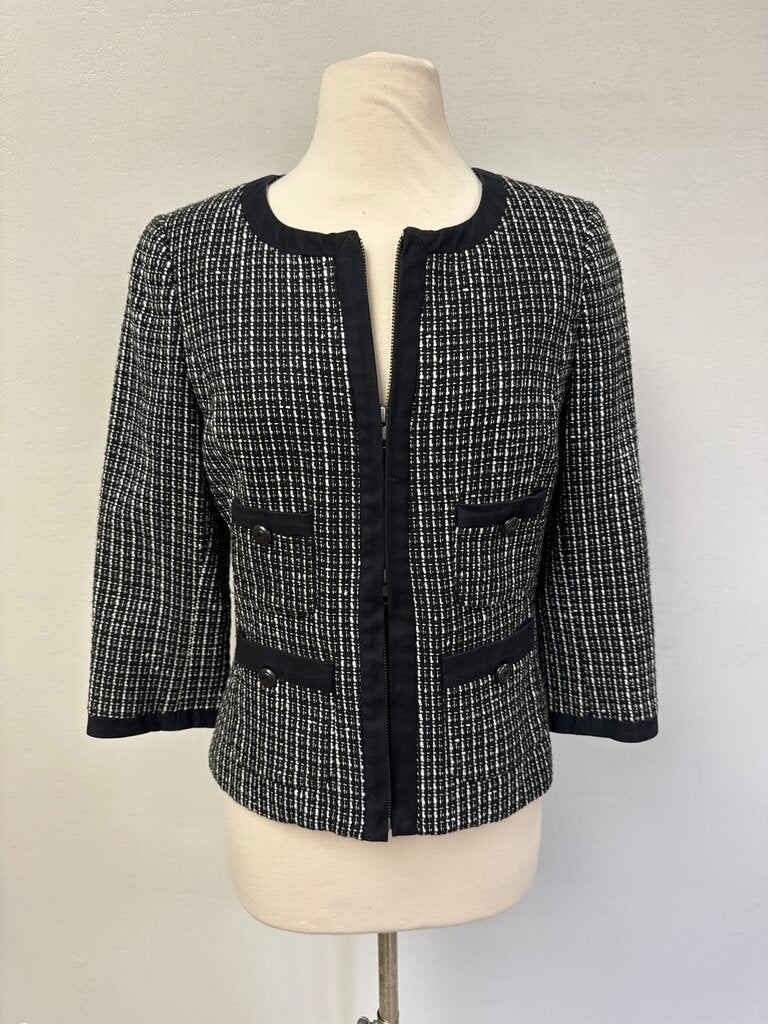 Rachel Zoe Black Tweed Cropped Jacket