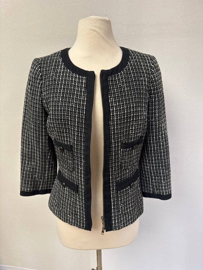 Rachel Zoe Black Tweed Cropped Jacket