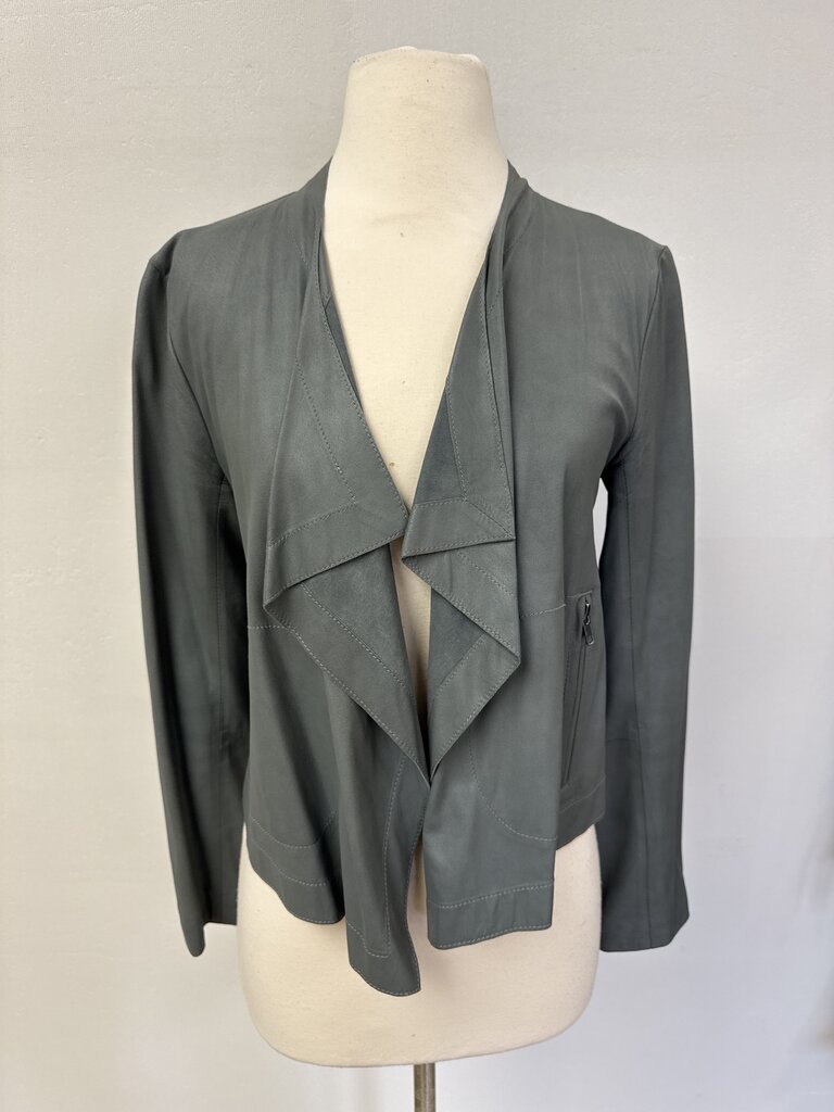 Cupcakes & Cashmere Green Faux Leather Open Jacket