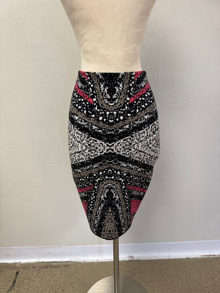 DVF Black Scarf Printed Knit Skirt