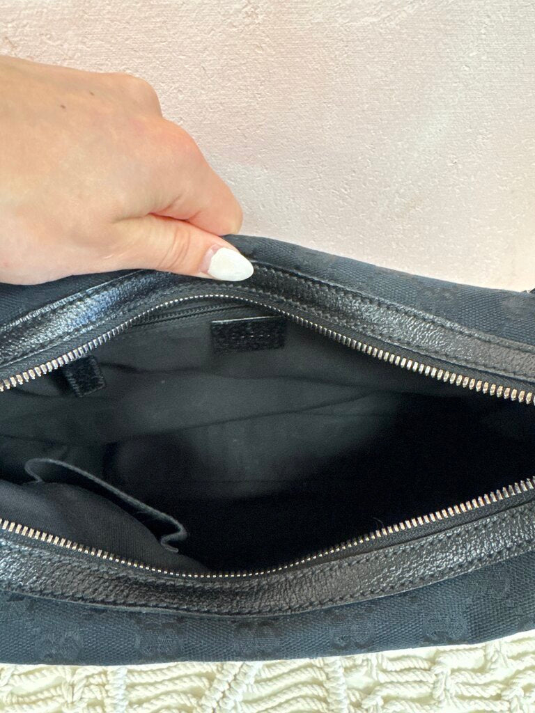 Gucci Black Monogram Canvas Half Moon Shoulder Bag w/Dustbag