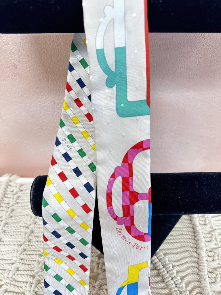 Hermes White Flag Twilly W/Box