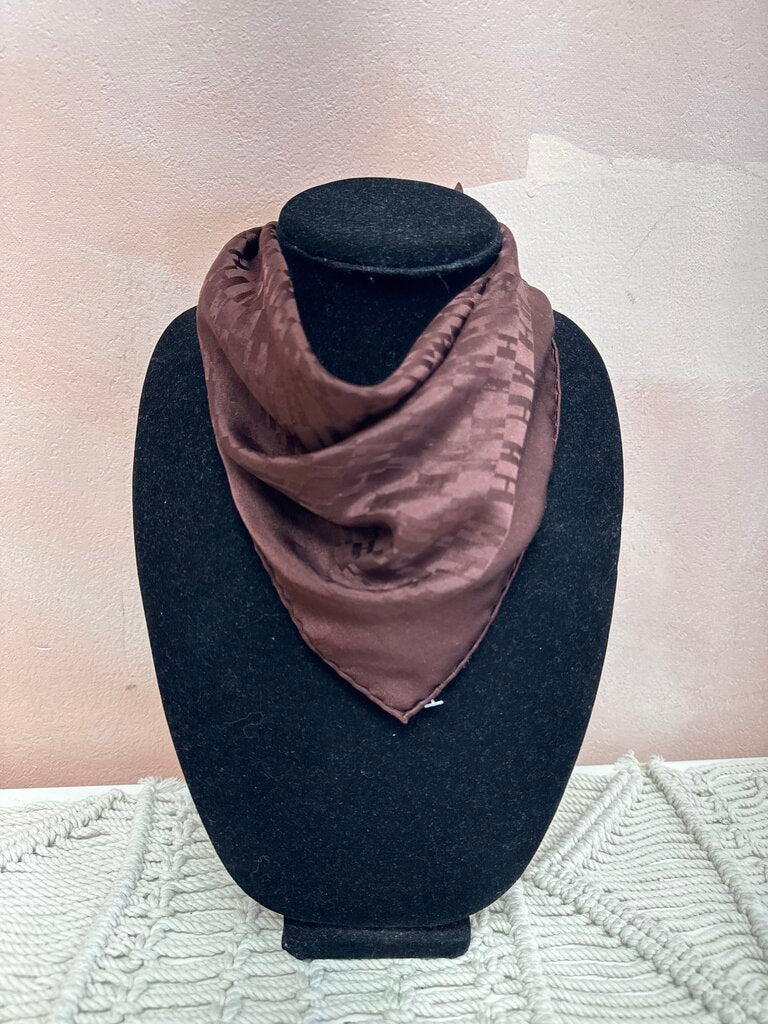 Hermes Brown Silk H Handkerchief
