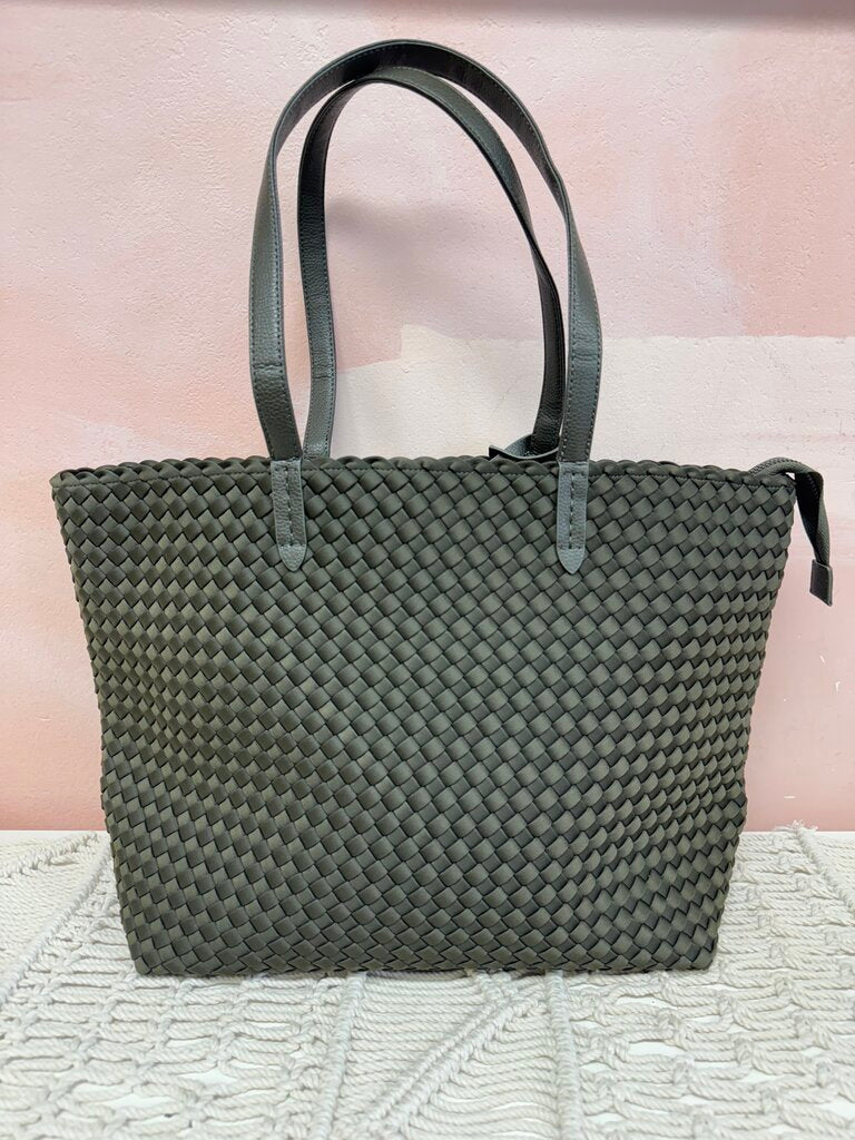 Naghedi Olive Woven Med Tote w/ Dust Bag