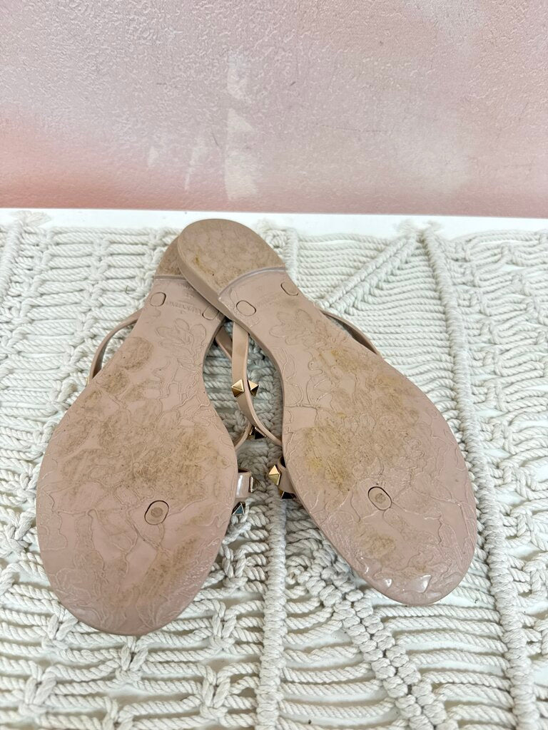 Valentino Tan Rubber Flip Flop w/ Dust Bag