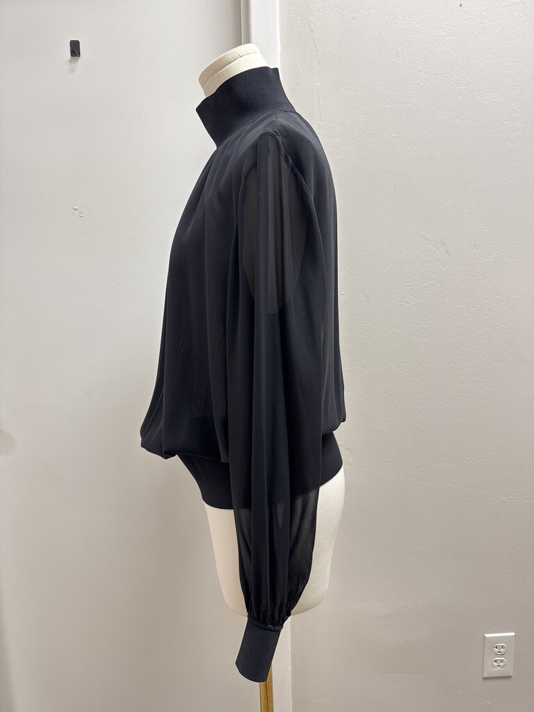 Lafayette 148 Black Mock Neck Blouse
