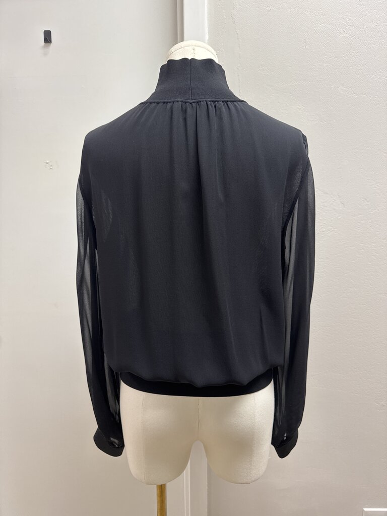 Lafayette 148 Black Mock Neck Blouse