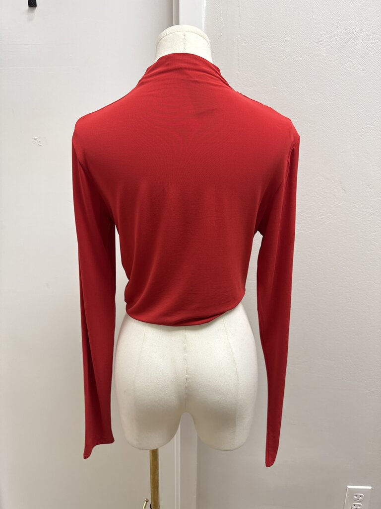 A.L.C. Red Jersey Mock Neck Top