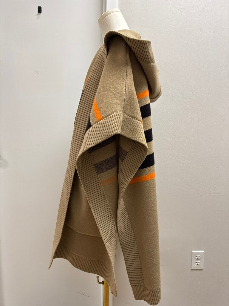 Burberry Tan Logo Hooded Open Front Sweater