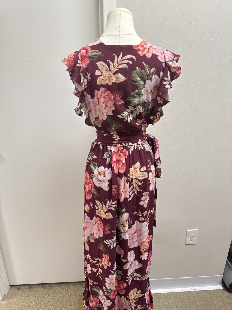 Majorelle Maroon Floral Wrap Maxi Dress