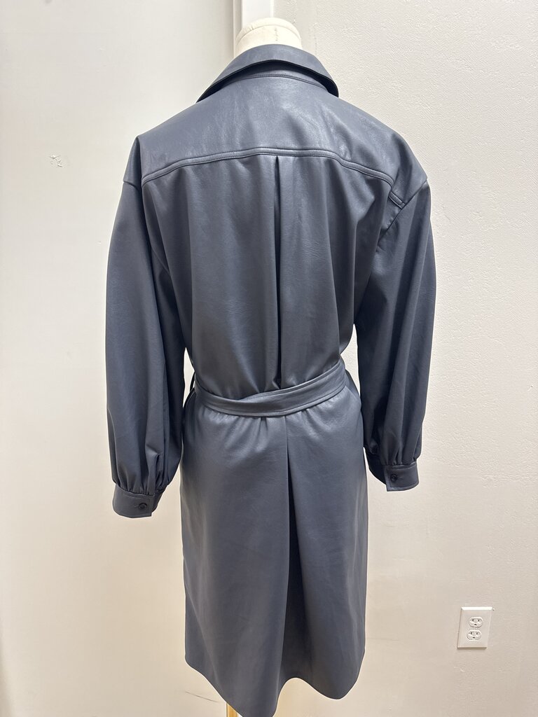 Brochu Walker Slate Blue Faux Leather Button Up Dress