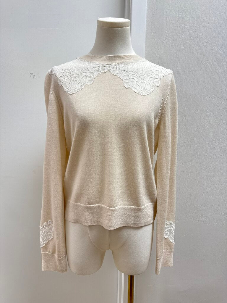 Jonathan Simkhai Cream and Lace Sweater