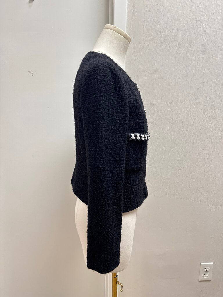 Chanel Black Tweed Cropped Blazer w/Garment Bag