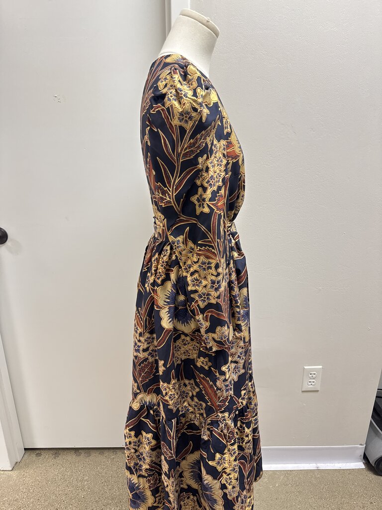 Ulla Johnson Navy and Gold Belted Maxi Dress