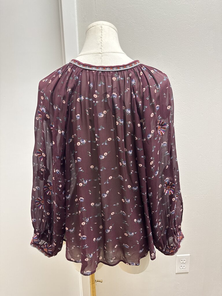 Ulla Johnson Maroon Floral Top