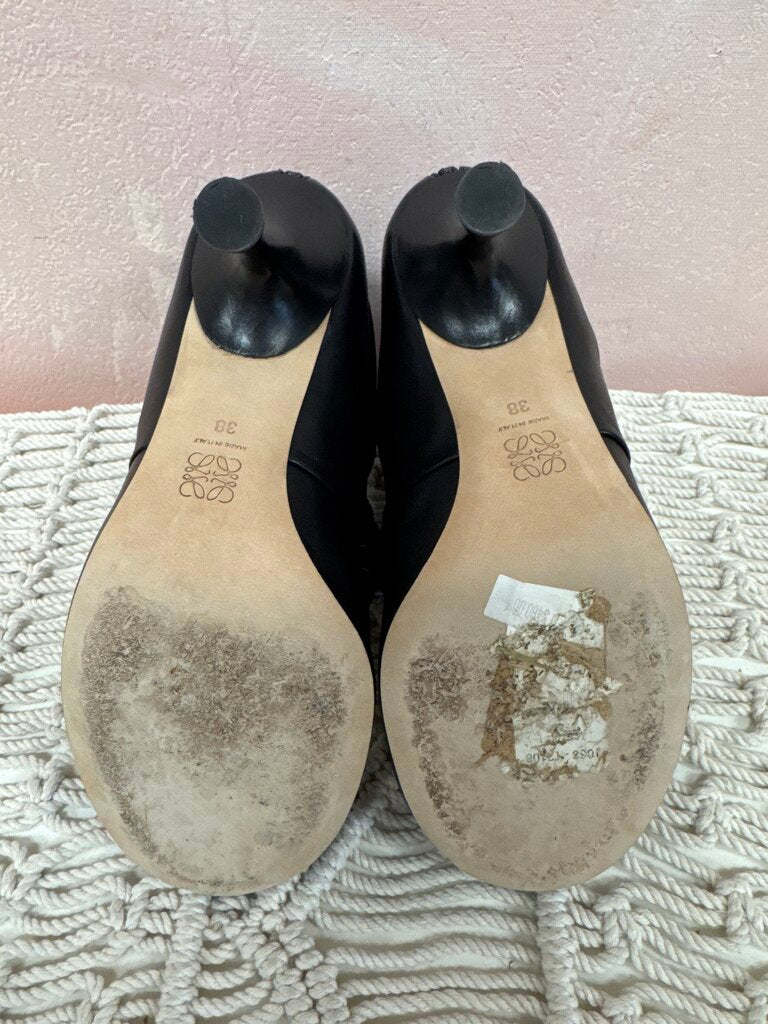 Loewe Black Pleated Buckle Bootie w/Box