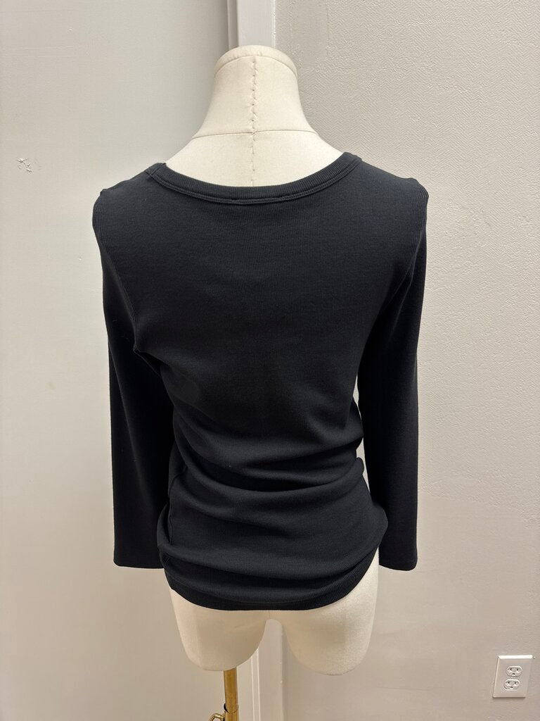 AYR Black Ribbed Scoop Neck Top