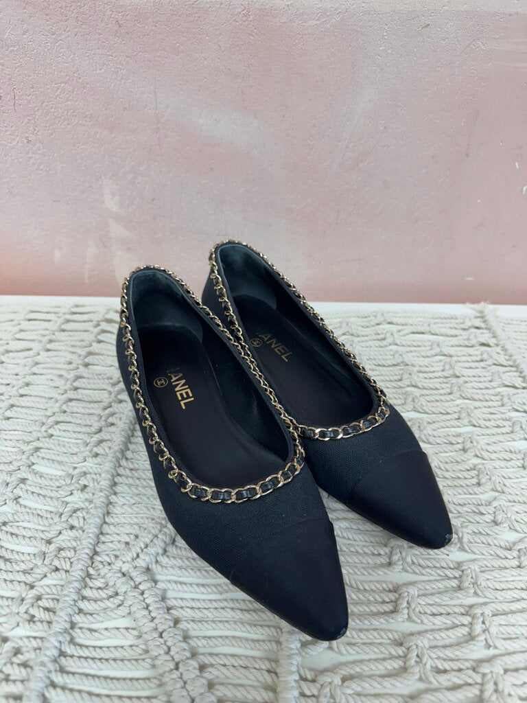 Chanel Black Chain Detail Flats (As Is)