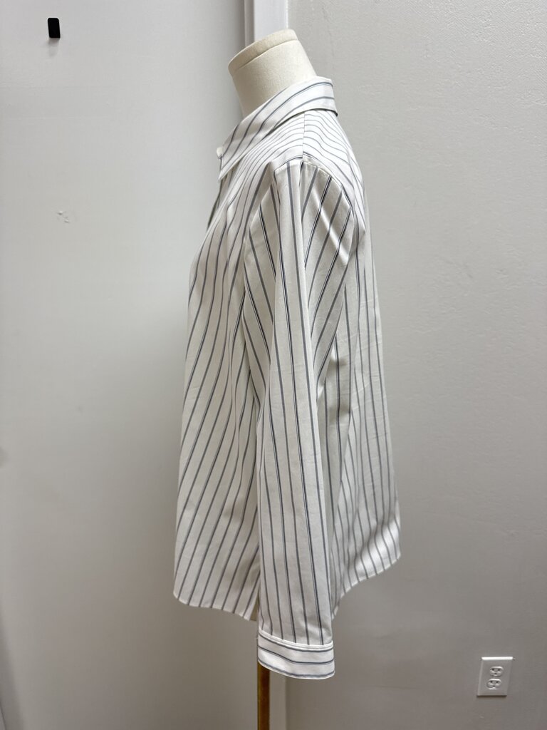 Theory White Striped Button Up
