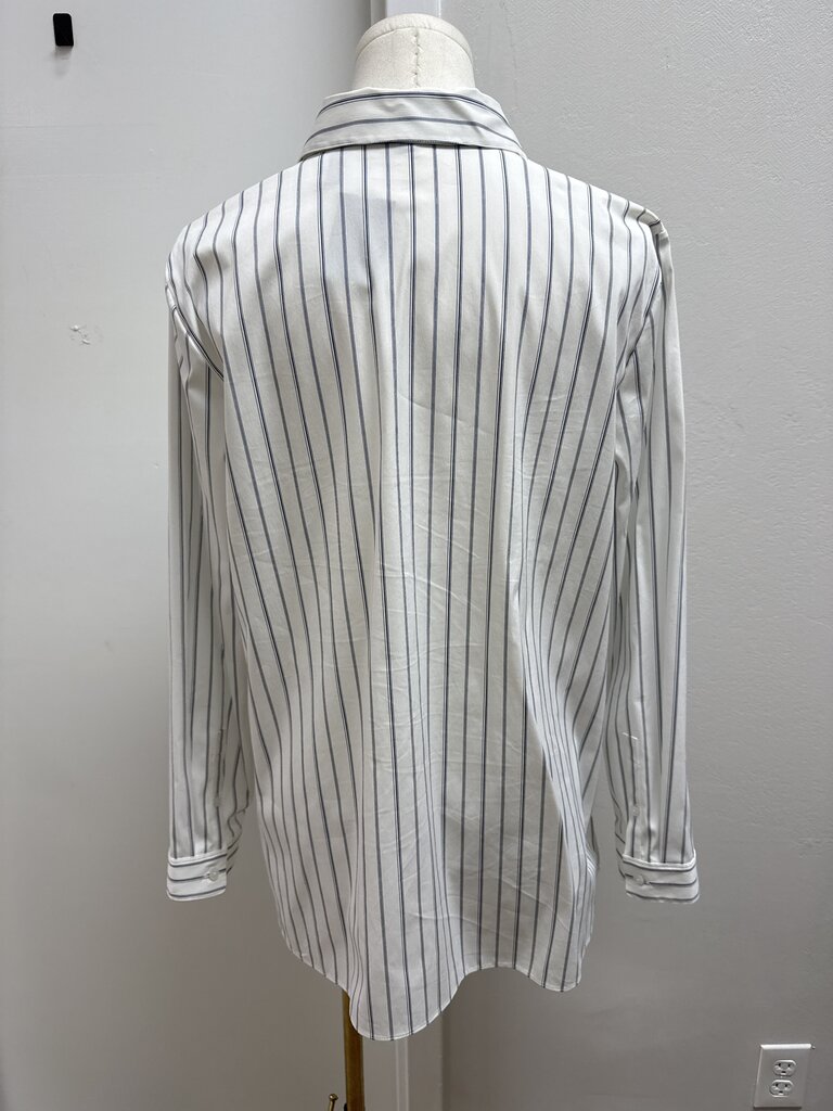 Theory White Striped Button Up