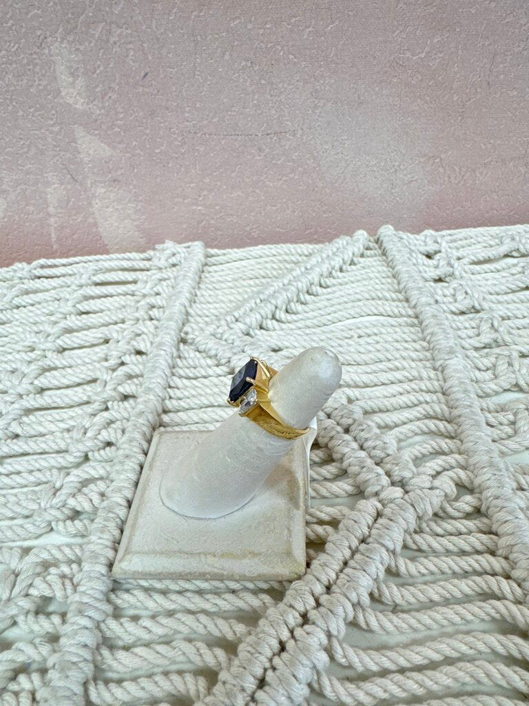 14k Blue Colored Stone Ring