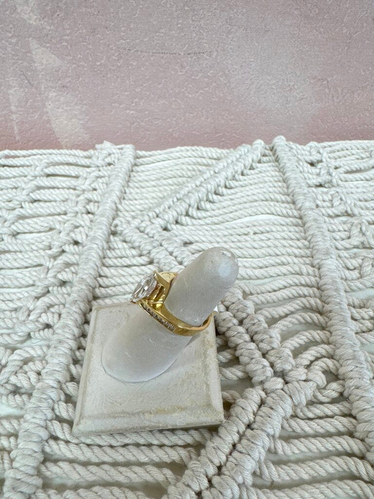 14k CZ Marquis Baguette Ring