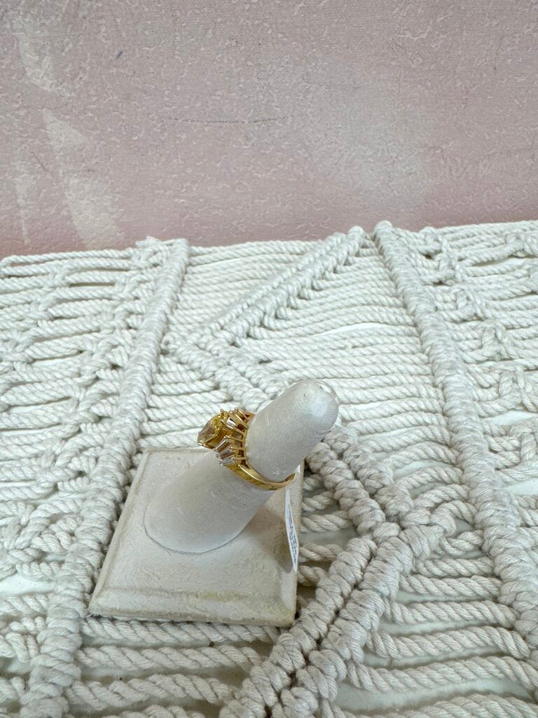 14k Yellow Marquis Cut and Baguette Ring