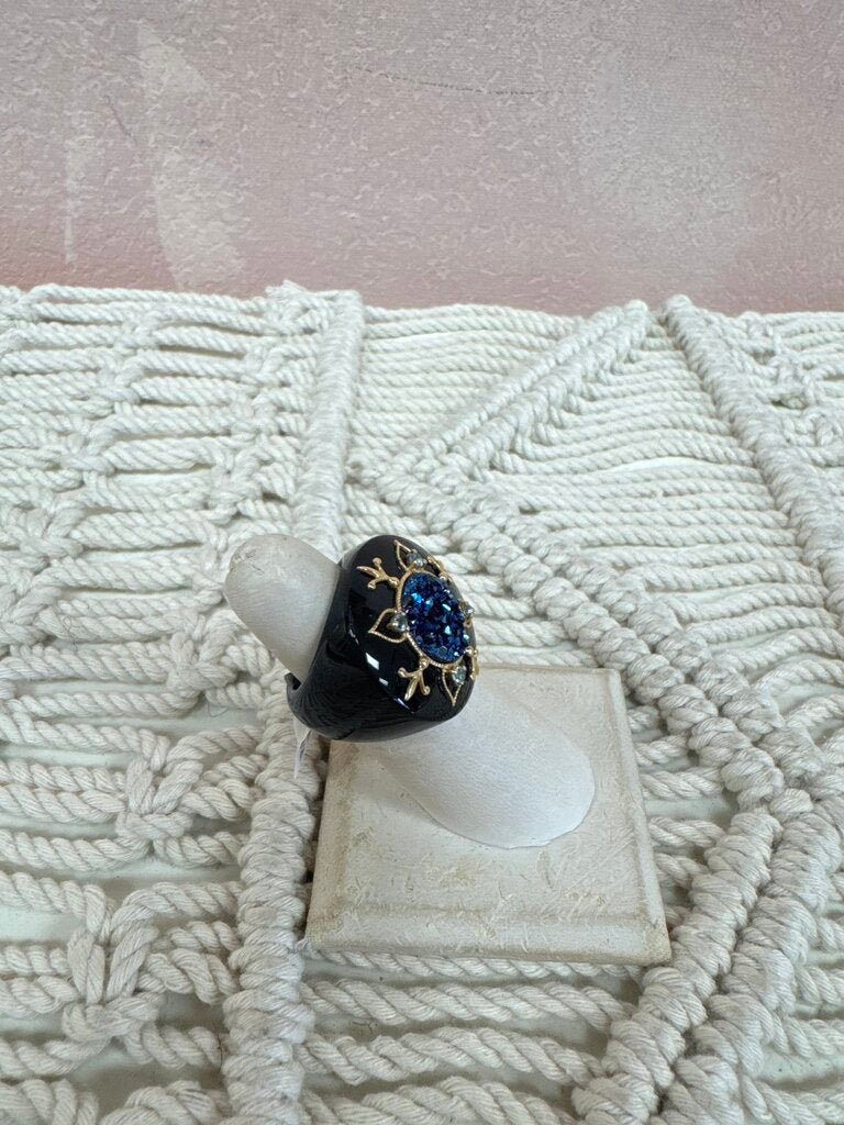 Blue Druzy and 14k Setting Cocktail Ring