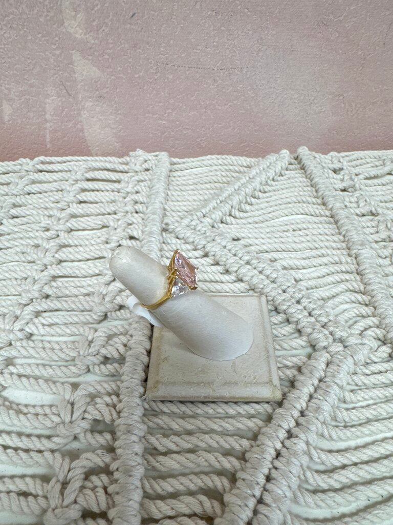 14k Pink CZ Square Ring